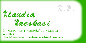 klaudia macskasi business card